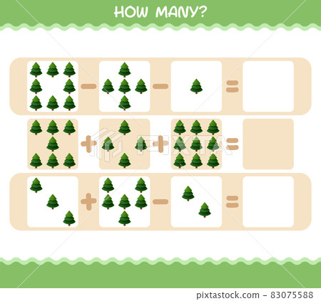 How many cartoon pine tree. Counting game. Educational game for pre shool years kids and toddlers How many cartoon pine tree. Counting game. Educational game for pre shool years kids and toddlers 83075588