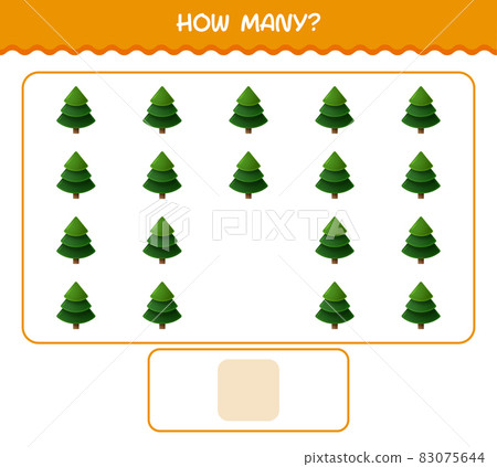 How many cartoon pine tree. Counting game. Educational game for pre shool years kids and toddlers 83075644