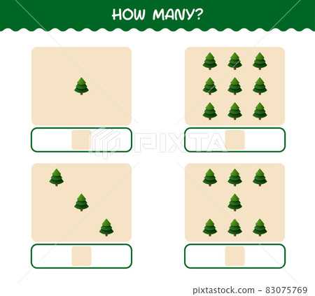 How many cartoon pine tree. Counting game.... - Stock Illustration ...