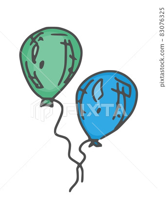 Doodle balloons drawing blue and green. sketch new Doodle balloons drawing blue and green. sketch new 83076325