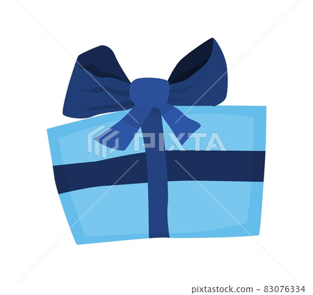 blue gift with bow present for the holiday. vector 83076334