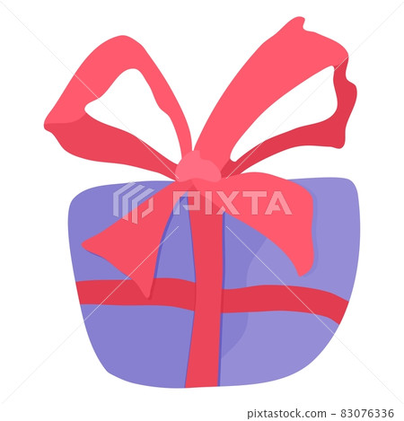 gift with a bright pink bow. illustration flat new gift with a bright pink bow. illustration flat new 83076336