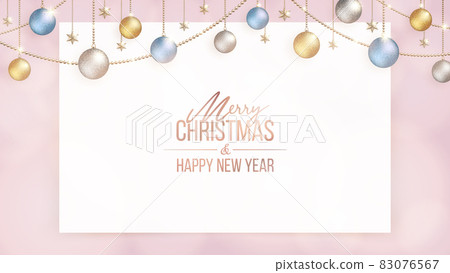 Christmas board template. A plain white board on a pink blurred background. 83076567