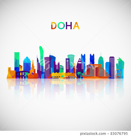 Doha skyline silhouette in colorful geometric style. Doha skyline silhouette in colorful geometric style. 83076795