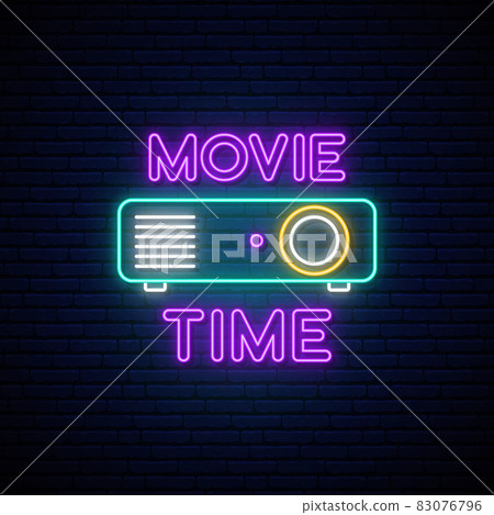 Cinema projection unit neon sign. Cinema projection unit neon sign. 83076796