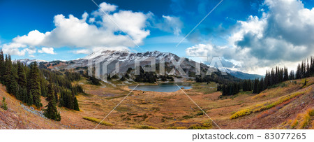 Canadian nature landscape in mountains. Sunny Fall Season. 83077265
