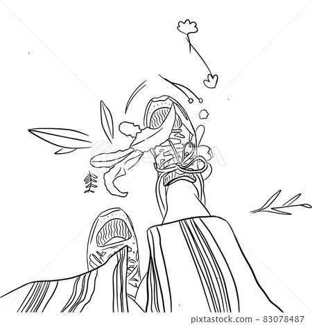 sketch of top view of girl sneaker sketch of top view of girl sneaker 83078487