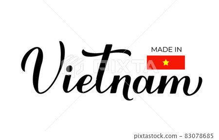 Made in Vietnam handwritten. Quality mark vector icon. Calligraphy hand lettering. Perfect for logo design, tags, badges, stickers, emblem, product package Made in Vietnam handwritten. Quality mark vector icon. Calligraphy hand lettering. Perfect for logo design, tags, badges, stickers, emblem, product package 83078685