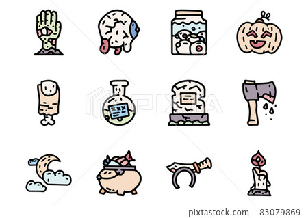 Halloween color vector doodle simple icon set 83079869