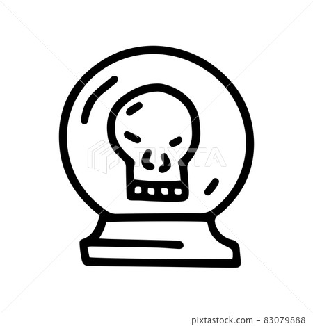 crystal ball with skull line vector doodle simple icon crystal ball with skull line vector doodle simple icon 83079888