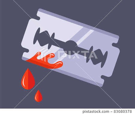 unsuccessful face shaving. suicide attempt with a bloody wound. 83080378