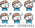 Elementary school boys upper body facial expression set 83085091