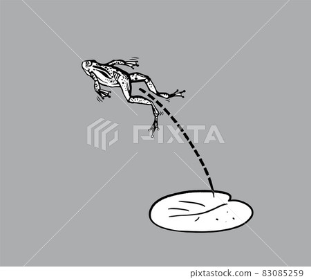 Jumping frog hand drawn line art isolated on gray Jumping frog hand drawn line art isolated on gray 83085259