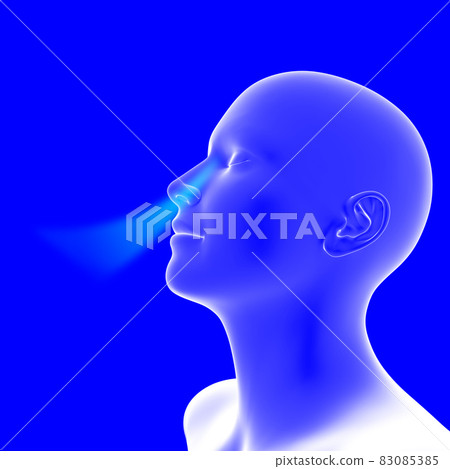 Illustration of a person breathing nose 83085385