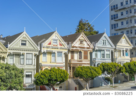 A row of colorful Victorian houses known as Painted Ladies across from Alamo Square. Built between 1892 and 1896, these houses are among the most iconic symbols of San Francisco. A row of colorful Victorian houses known as Painted Ladies across from Alamo Square. Built between 1892 and 1896, these houses are among the most iconic symbols of San Francisco. 83086225