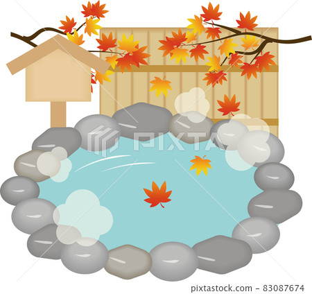 Open-air bath autumn leaves 83087674