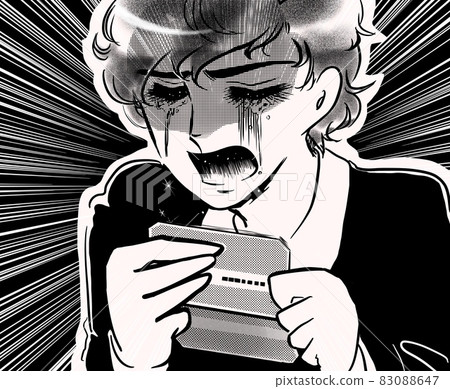 70's Shojo Manga A handsome natural perm despairing after seeing a small deposit balance 83088647