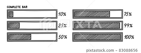 Loading bar with percentage. Infographics design element with status of completion. Hand drawn vector illustration Loading bar with percentage. Infographics design element with status of completion. Hand drawn vector illustration 83088656