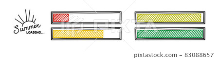 Summer progress loading bar. Infographics design element with status of completion. Hand drawn vector illustration 83088657