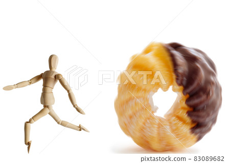 A drawing doll that escapes from the chasing donut A drawing doll that escapes from the chasing donut 83089682