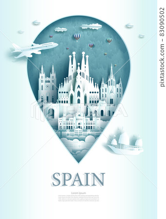 Vector illustration pin point symbol. Travel landmarks Spain architecture monument. Vector illustration pin point symbol. Travel landmarks Spain architecture monument. 83090502