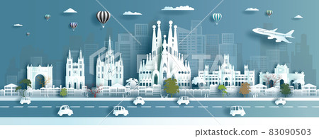 Travel landmark europe city destination ancient of Spain in barcelona. 83090503