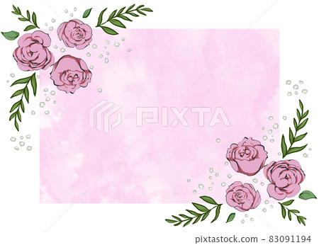 Flower frame_pink roses_background color Flower frame_pink roses_background color 83091194