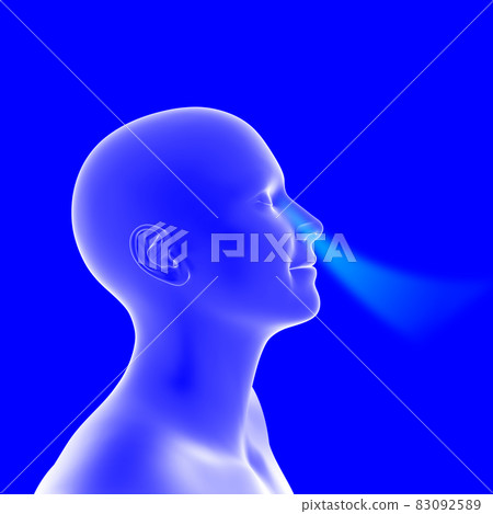 Illustration of a person breathing nose 83092589