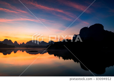 Nong Thale lake at dawn with twilight sky, Krabi Nong Thale lake at dawn with twilight sky, Krabi 83094912