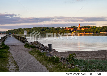 The historic building of Marine School in Flensburg at sunset. Schleswig-Holstein in Germany 83095018