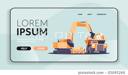 excavator loading bitcoins on heavy truck mining transport golden coin digital money production cryptocurrency blockchain excavator loading bitcoins on heavy truck mining transport golden coin digital money production cryptocurrency blockchain 83095268