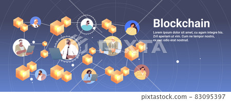 cryptocurrency blockchain technology businesspeople trading and investing on laptops virtual currency on world map 83095397