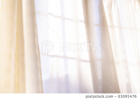 Bright windows, white curtain material Bright windows, white curtain material 83095476