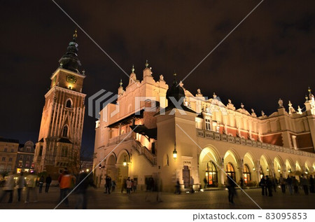 Krakow, the ancient capital of Poland, a World Heritage Site, a night view of the old town Krakow, the ancient capital of Poland, a World Heritage Site, a night view of the old town 83095853