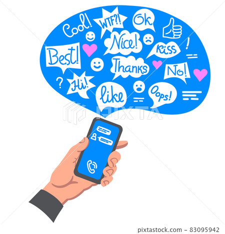 hand holding the smartphone hand holding the smartphone 83095942