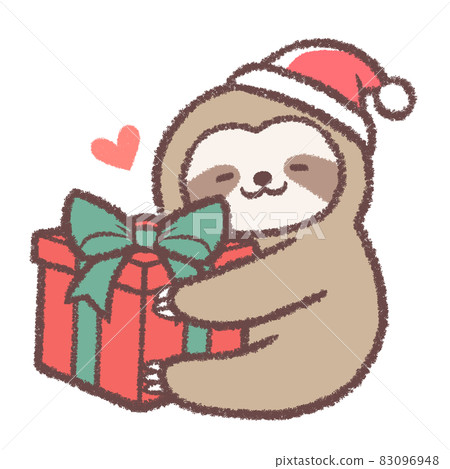 Sloth holding a gift box 83096948
