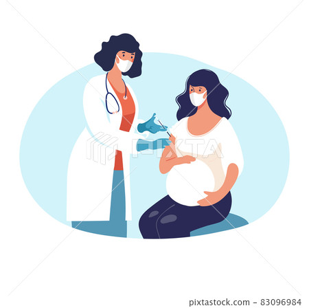 A pregnant woman is vaccinated at a doctor s - Stock