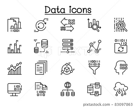 Data icon set in thin line style 83097863