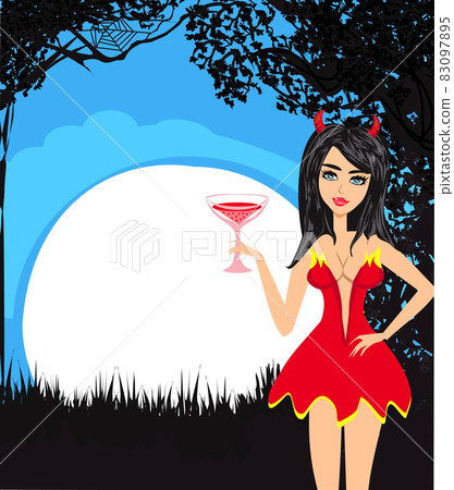 sexy devil girl - invitation to a halloween party sexy devil girl - invitation to a halloween party 83097895