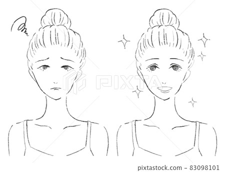 Illustration of a young woman with double plastic surgery 83098101