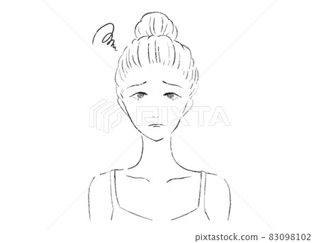 Illustration of a woman suffering from a single problem Front face 83098102