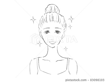 Illustration of the front face of a laughing / smiling woman Illustration of the front face of a laughing / smiling woman 83098103