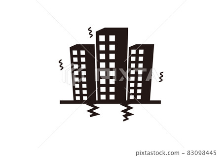 Illustration of a building swaying in an earthquake 83098445