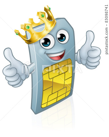 Mobile Phone Sim Card King Cartoon Mascot 83098741