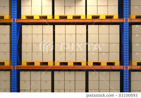 warehouse rack with cardboard boxes 83100093