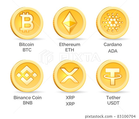 Cryptocurrency coins isolate - Stock Illustration [83100704] - PIXTA