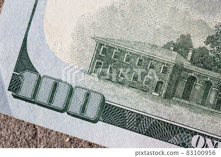 Texture of dollar bills. One hundred dollars. Close-up, macro. Texture of dollar bills. One hundred dollars. Close-up, macro. 83100956
