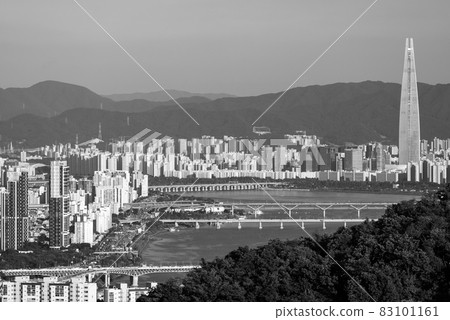 Seoul South Korea cityscape and the Han river 83101161