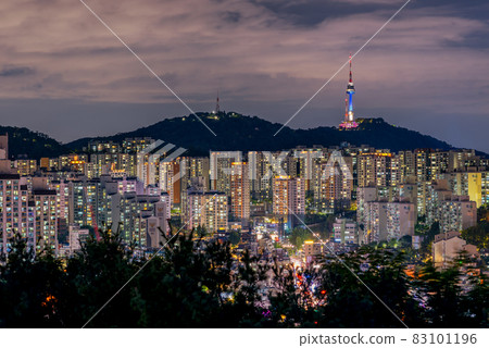 Seoul night cityscape view, South Korea travel Seoul night cityscape view, South Korea travel 83101196
