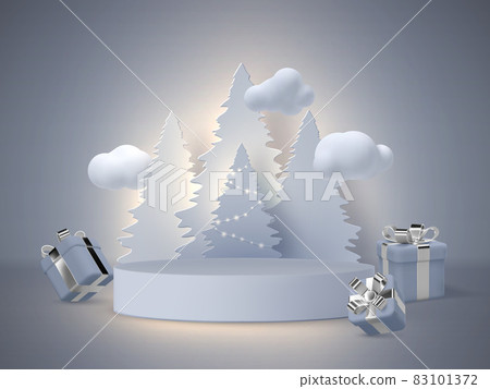 Christmas holiday banner with 3d podium,... - Stock Illustration ...